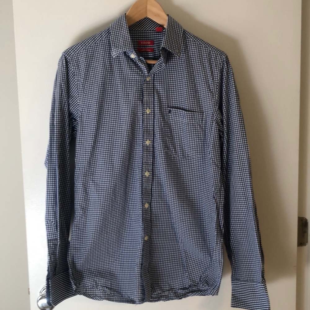 Navy check gingham button-down